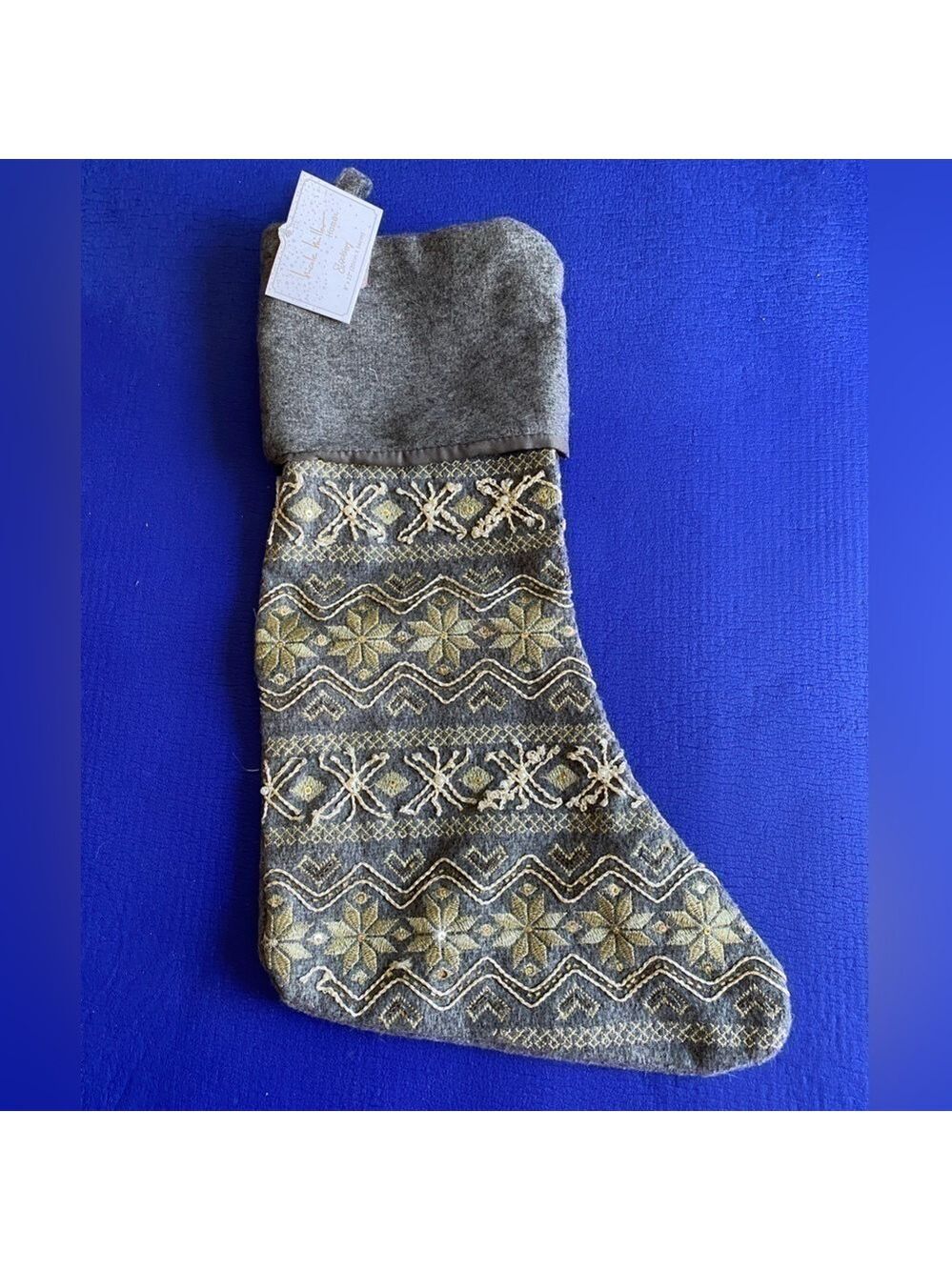 Nicole Miller Gray Christmas Stocking NWT